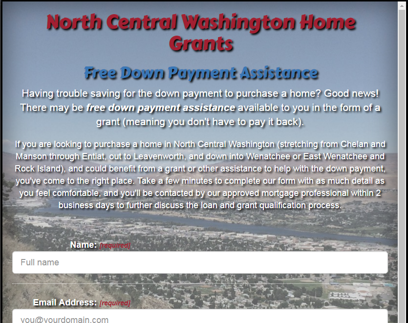 Screenshot of NCW Home Grants website